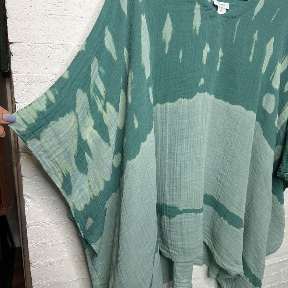 Pure Jill Tie-Dye Crinkle Gauze Poncho Kimono Handkerchief Hem Lagenlook Coastal - Picture 3 of 7